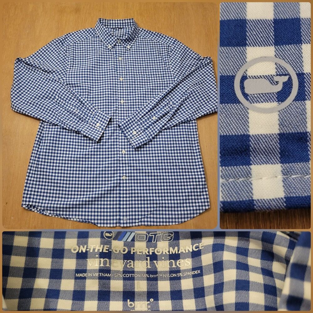 Vineyard Vines OTG Shirt - Mens - Large On The Go Performance BRRR Button Down